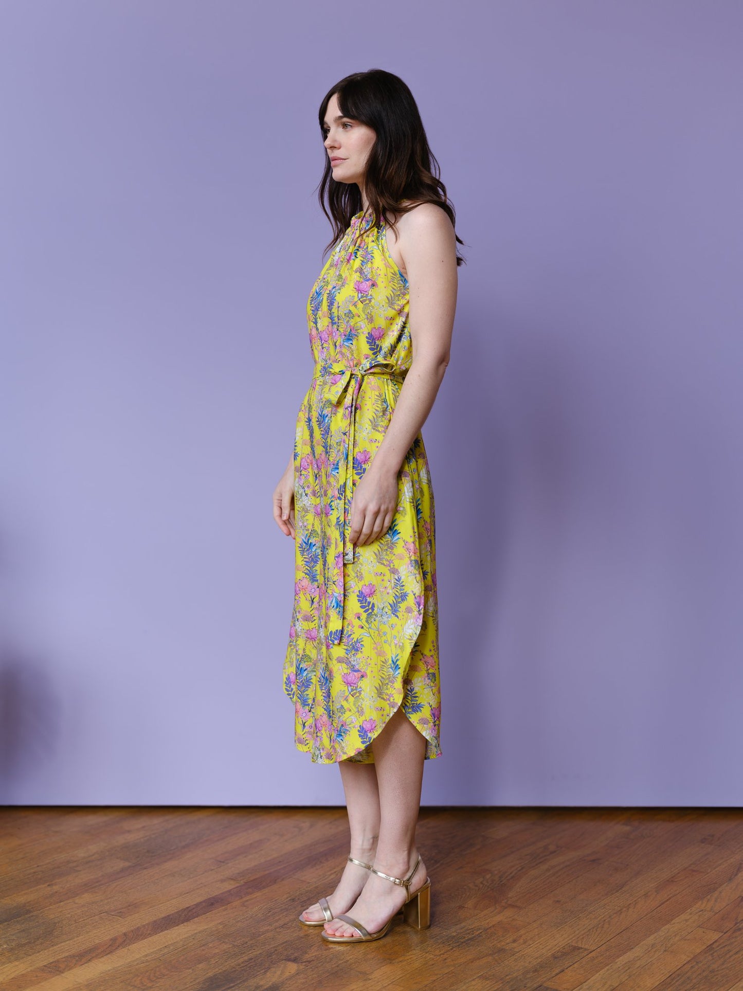 Liana Jumpsuit in Highlighter Yellow Florals