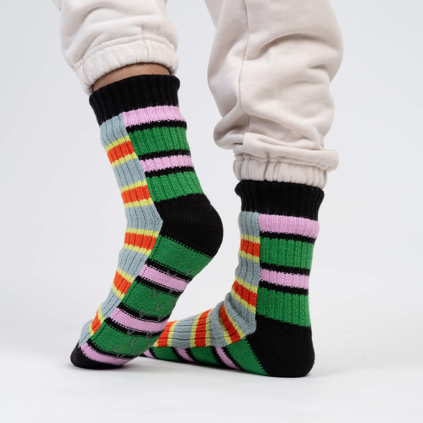 Zipper Stripe House Socks - Poppy Stone Blue