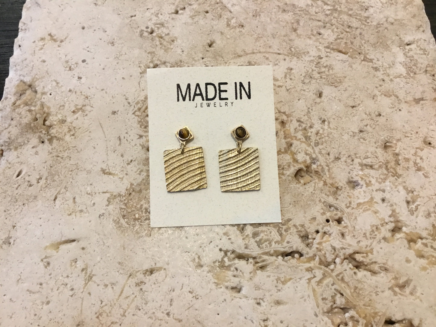 Textured Square Charm Earrings