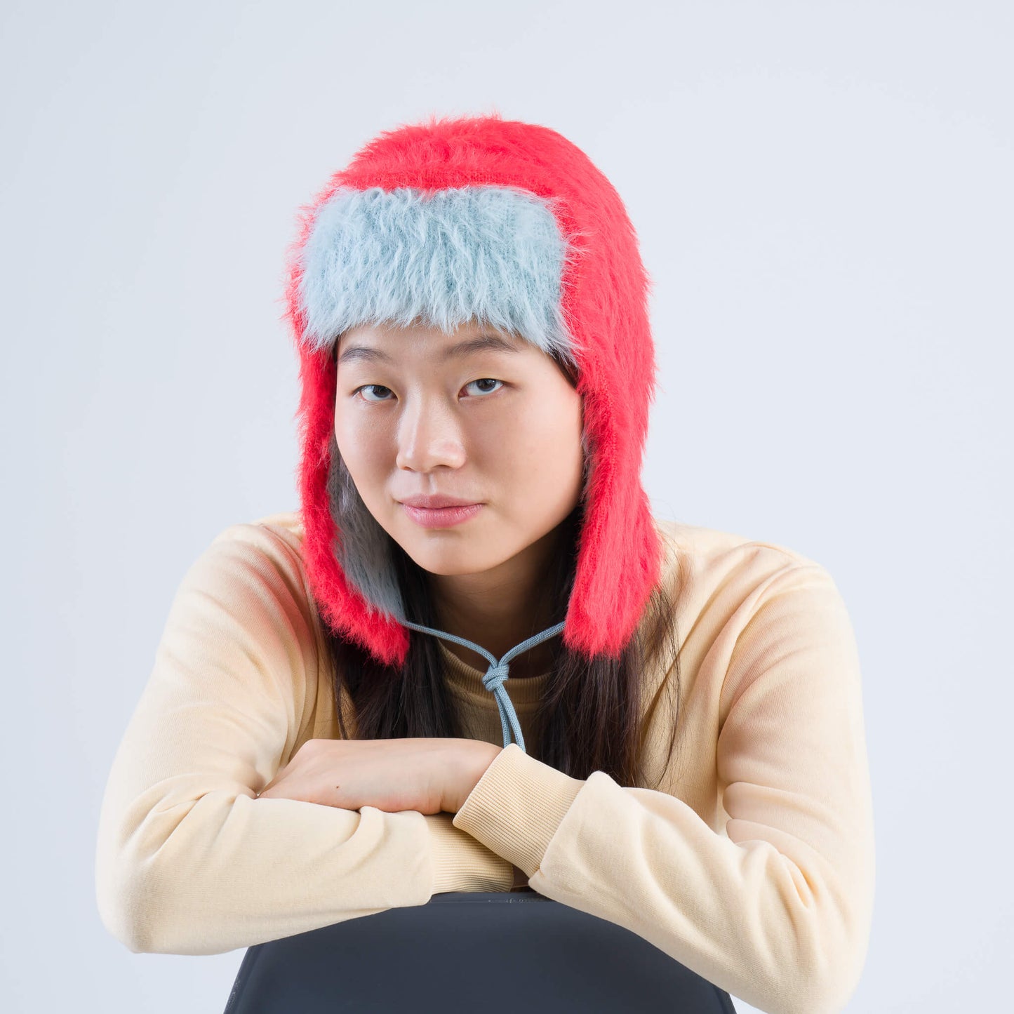 Faux Fur Trapper Hat in Poppy Stone Blue