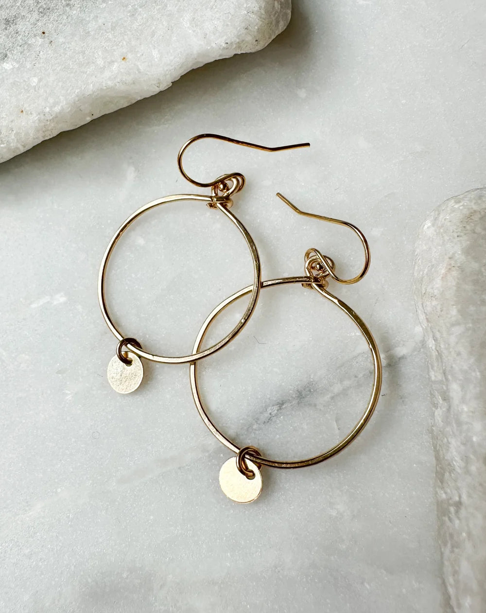 Small Round Hoop Coin Earrings