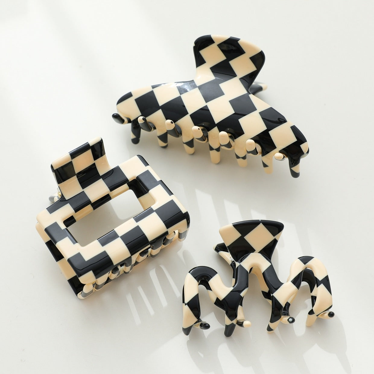 Checked Claw Clip - Long