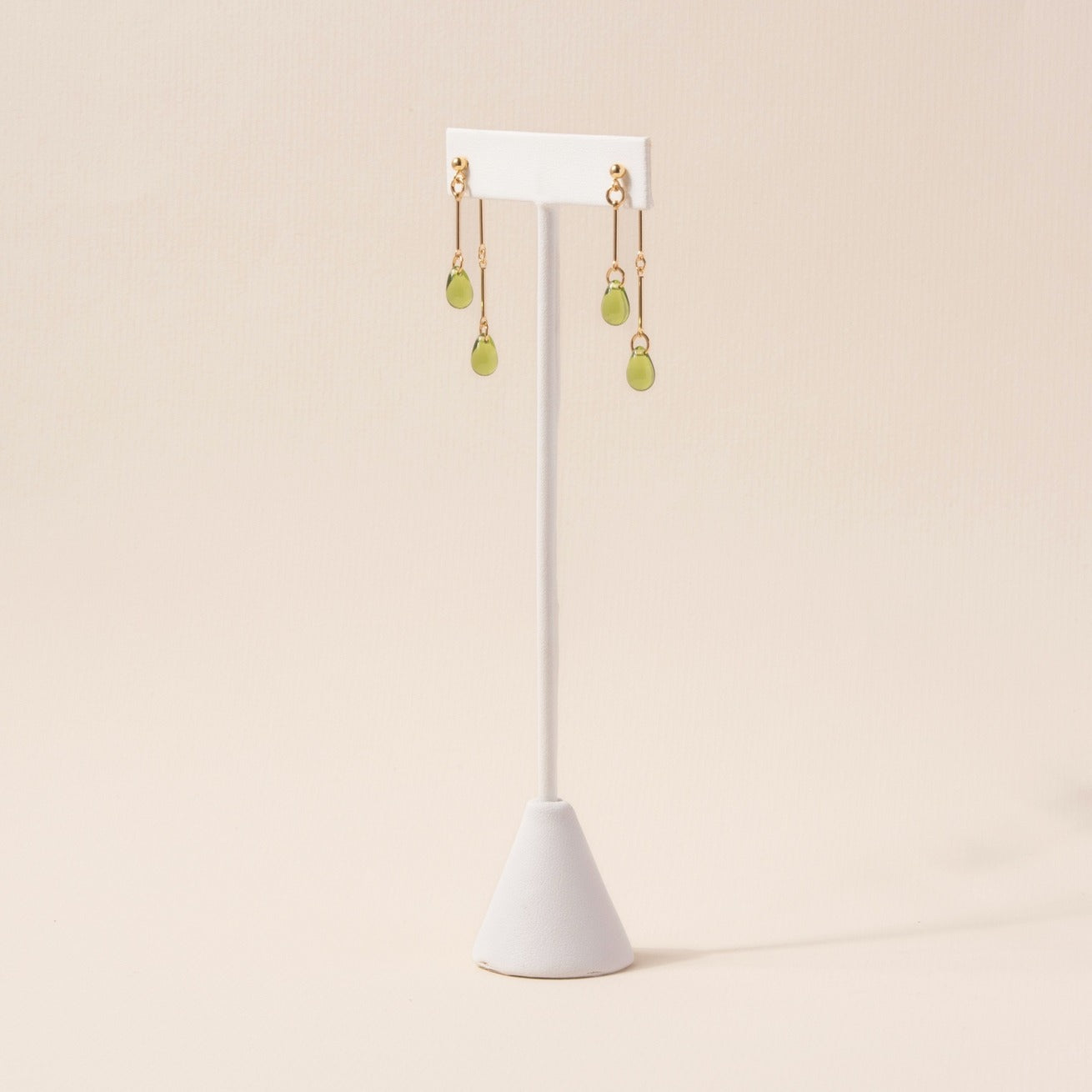 Olive Glass Double Drop Earrings