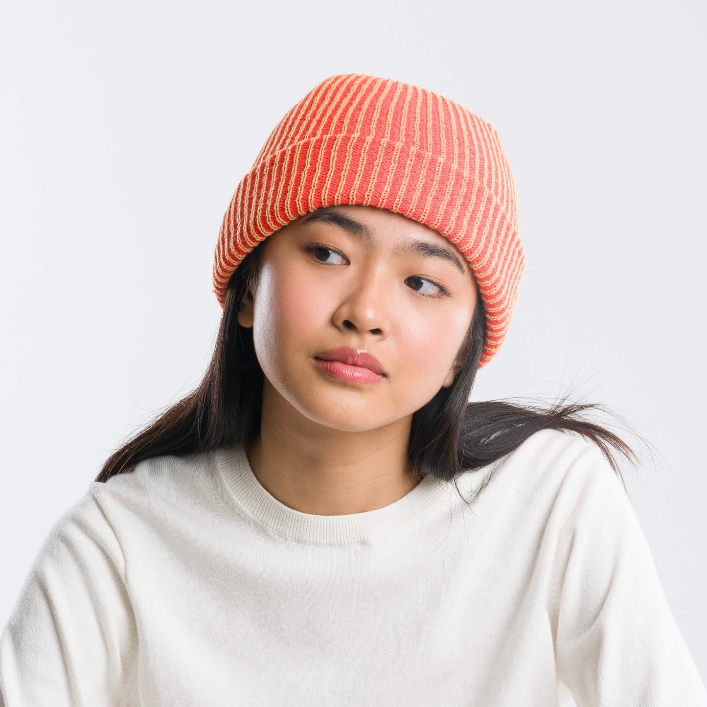 Simple Rib Knit Beanie - Camel Poppy