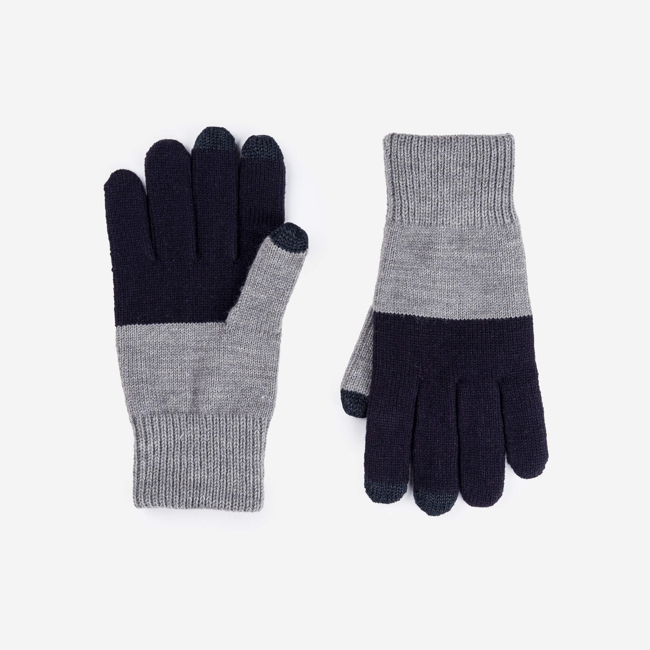 Colorblock Knit Touchscreen Gloves (Black + Gray)