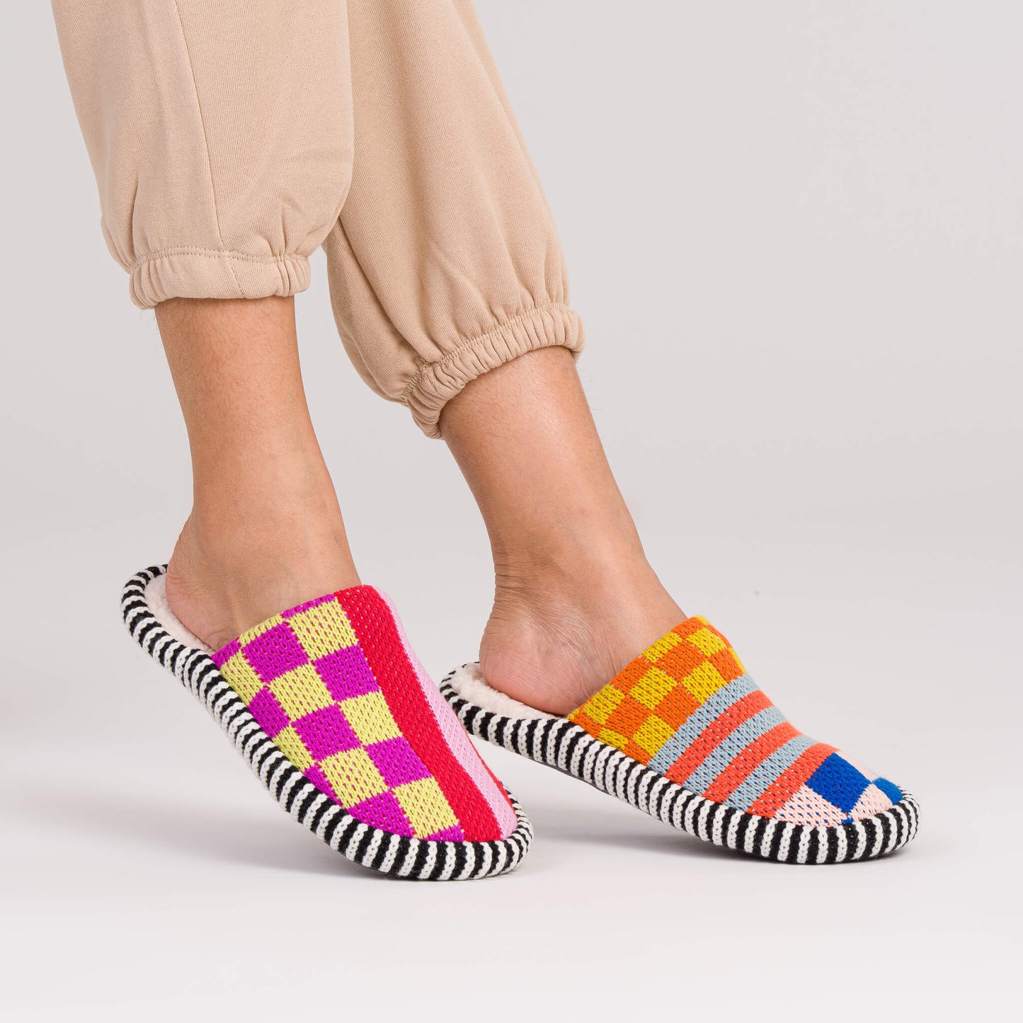 Pattern Patch Slide Slippers - Rainbow