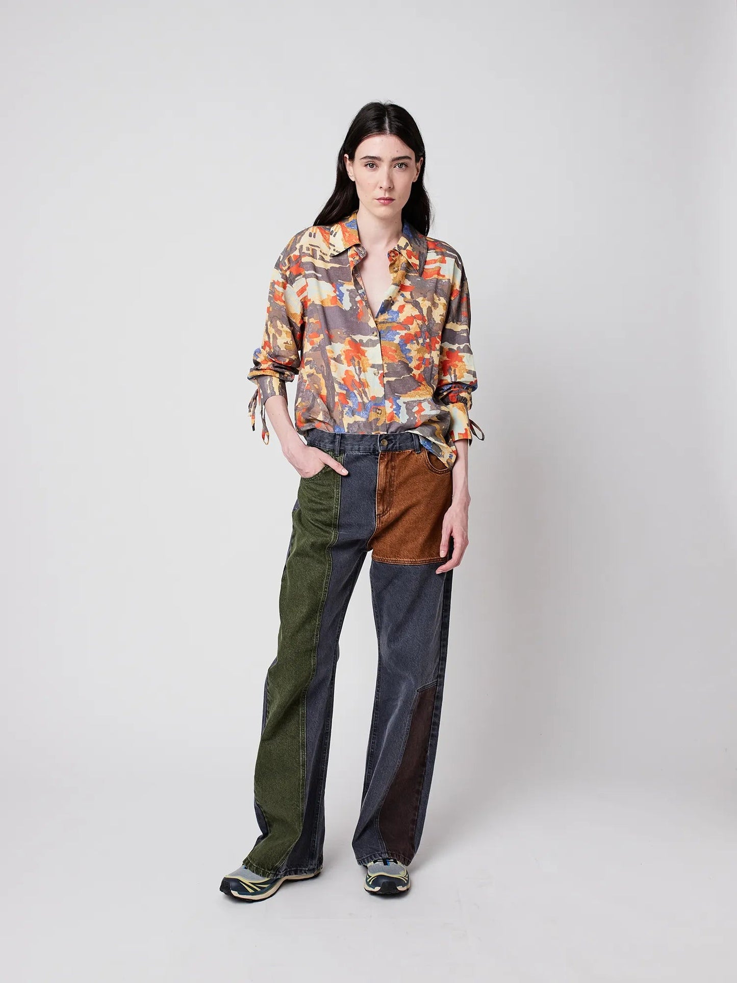 Forest House Pattern Relaxed Button Down Shirt