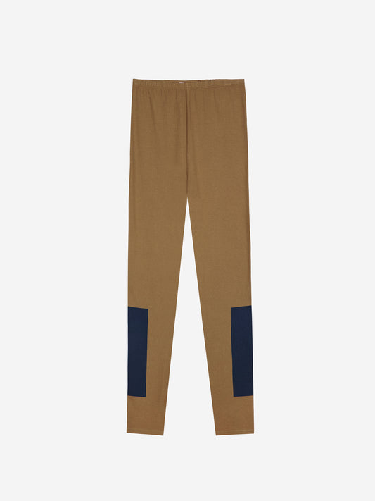 Olive Color Block Cotton Leggings