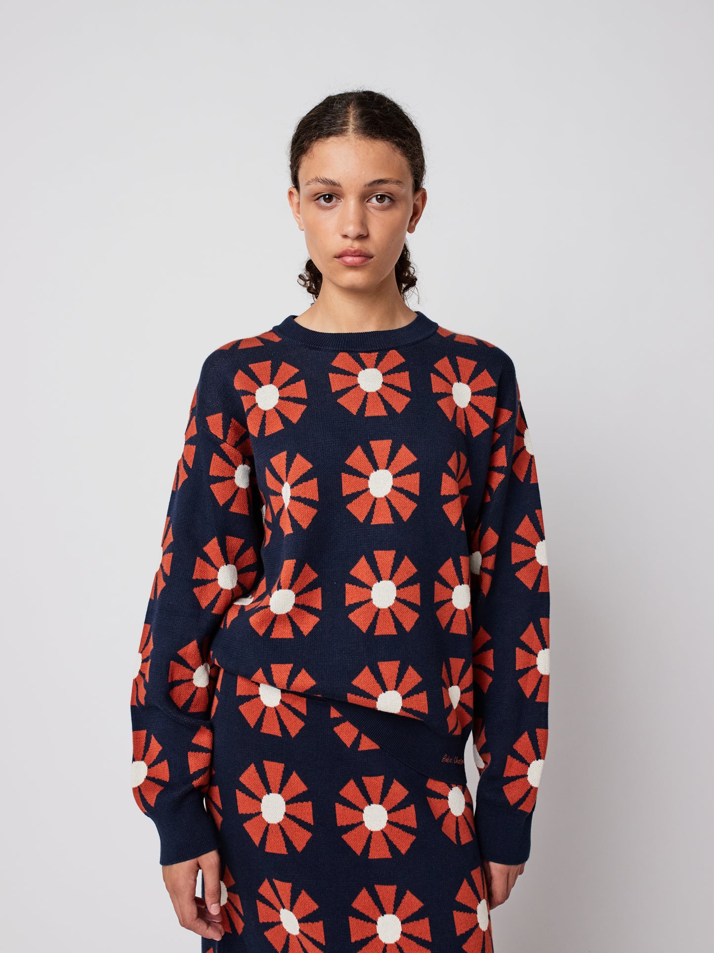 Flower Jacquard Relaxed Sweater