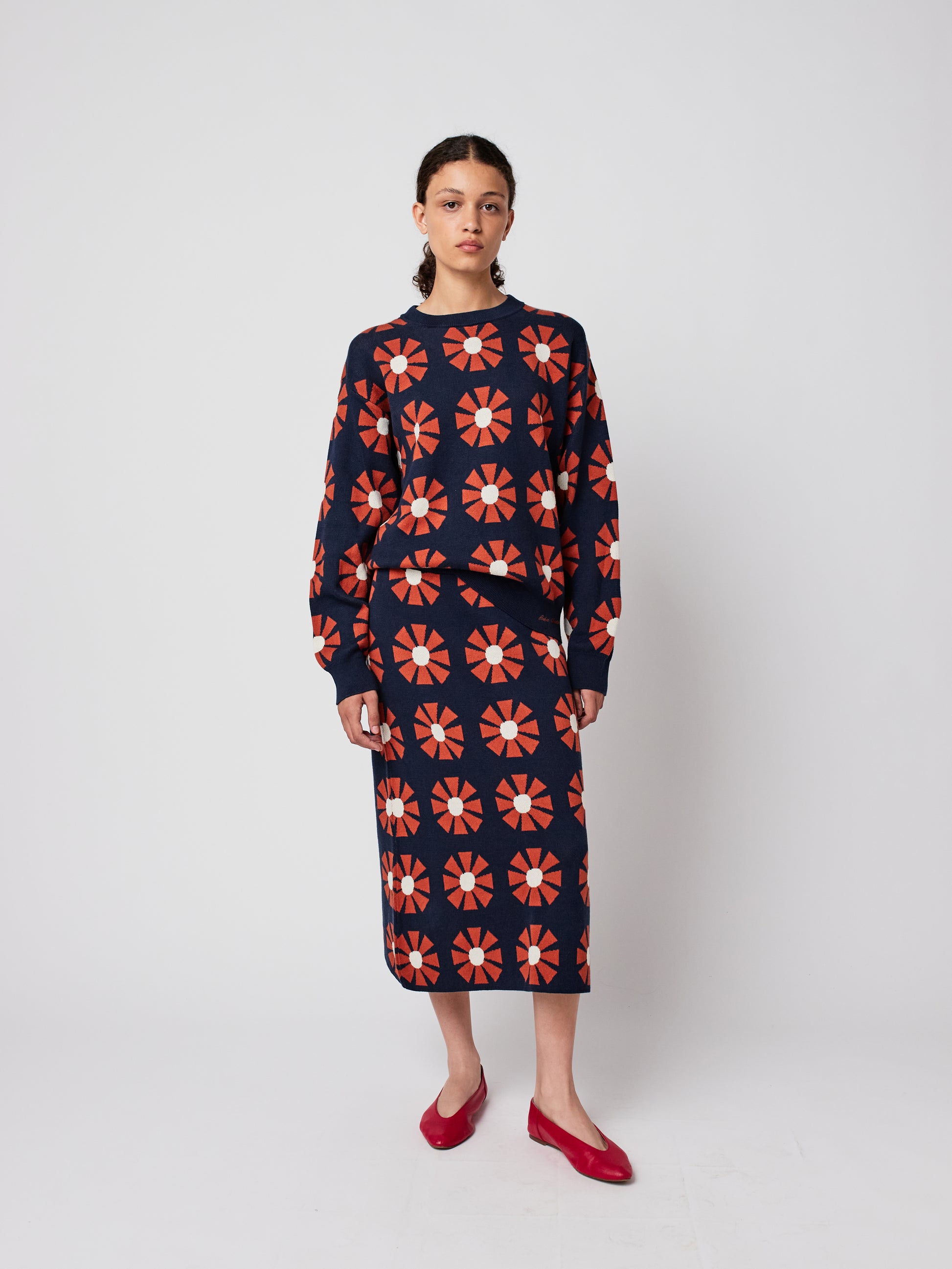 Flower Jacquard Relaxed Sweater