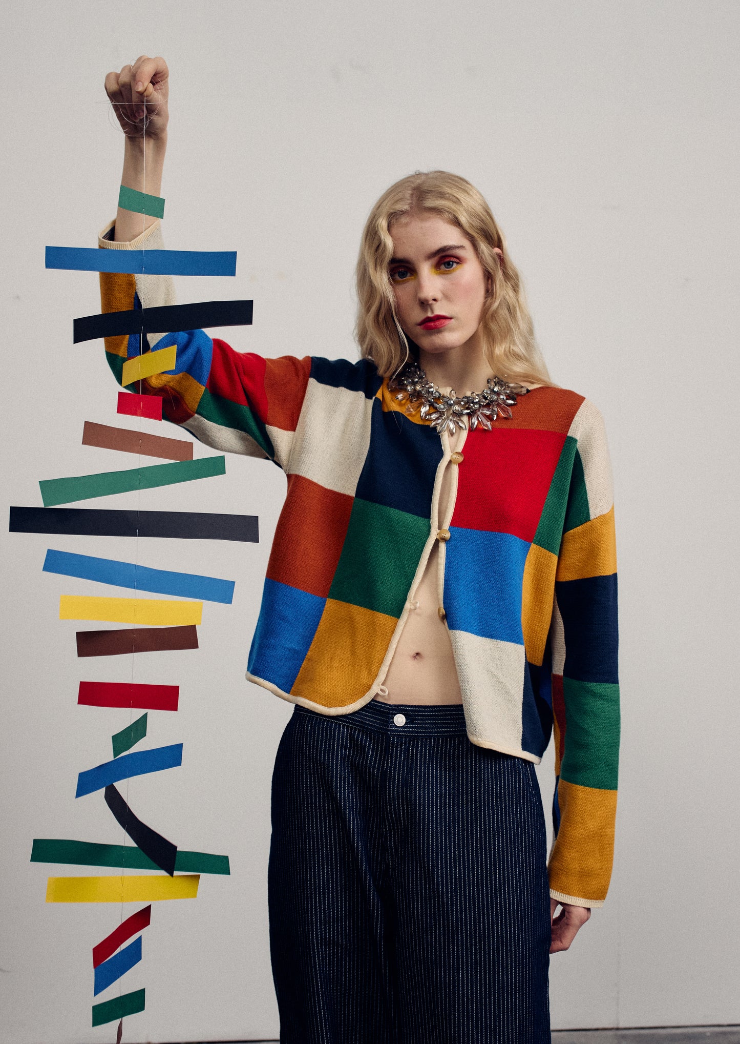 Multicolor Check Buttoned Cardigan