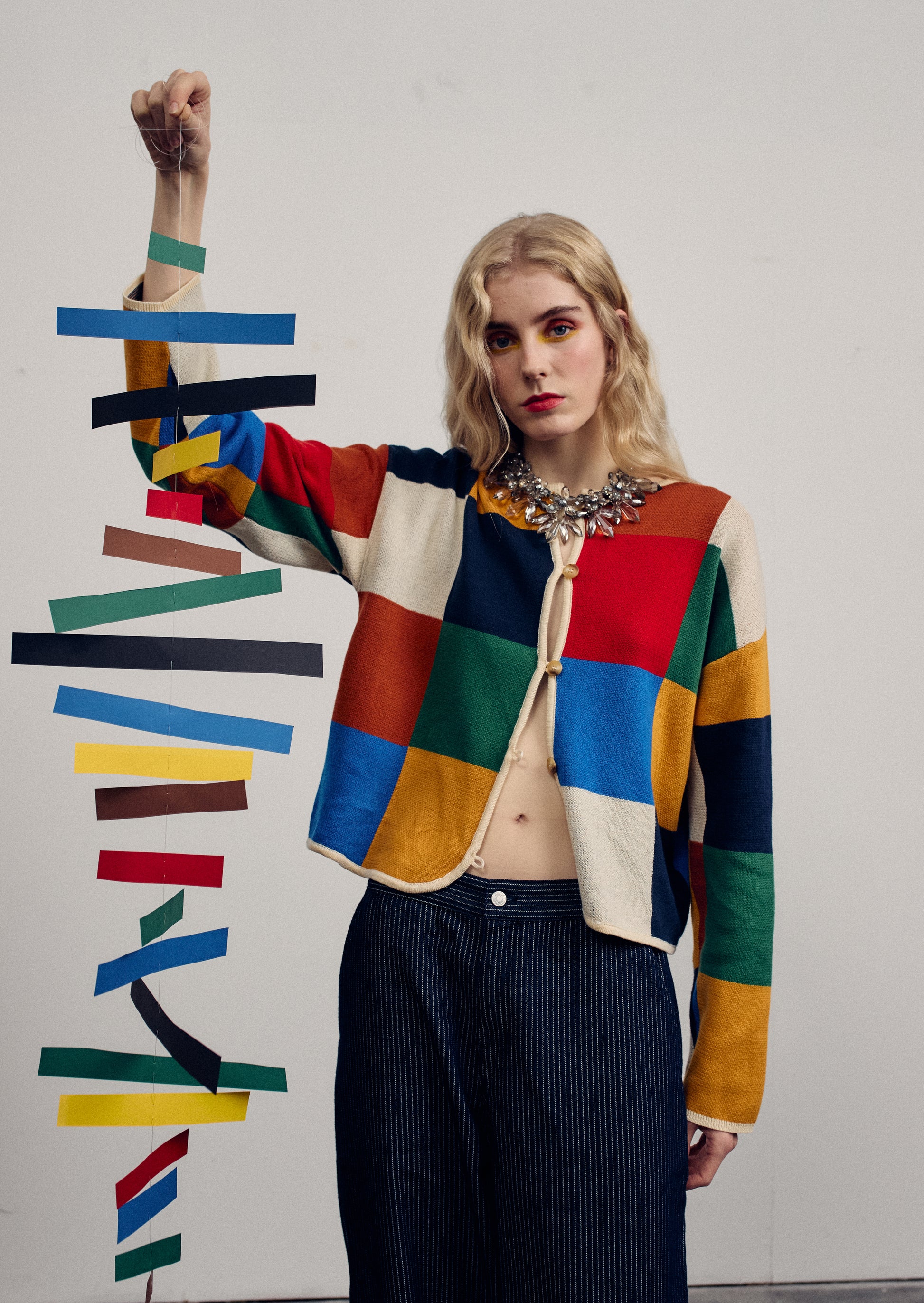 Multicolor Check Buttoned Cardigan