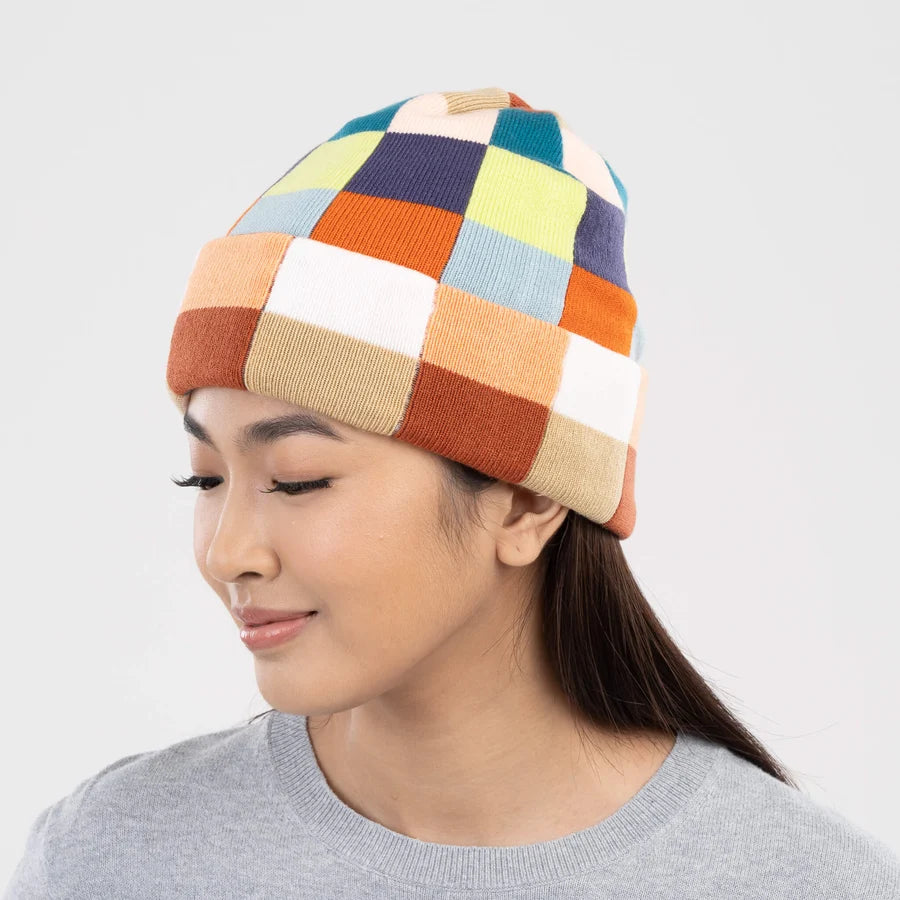 Color Patch Knit Beanie - Sport