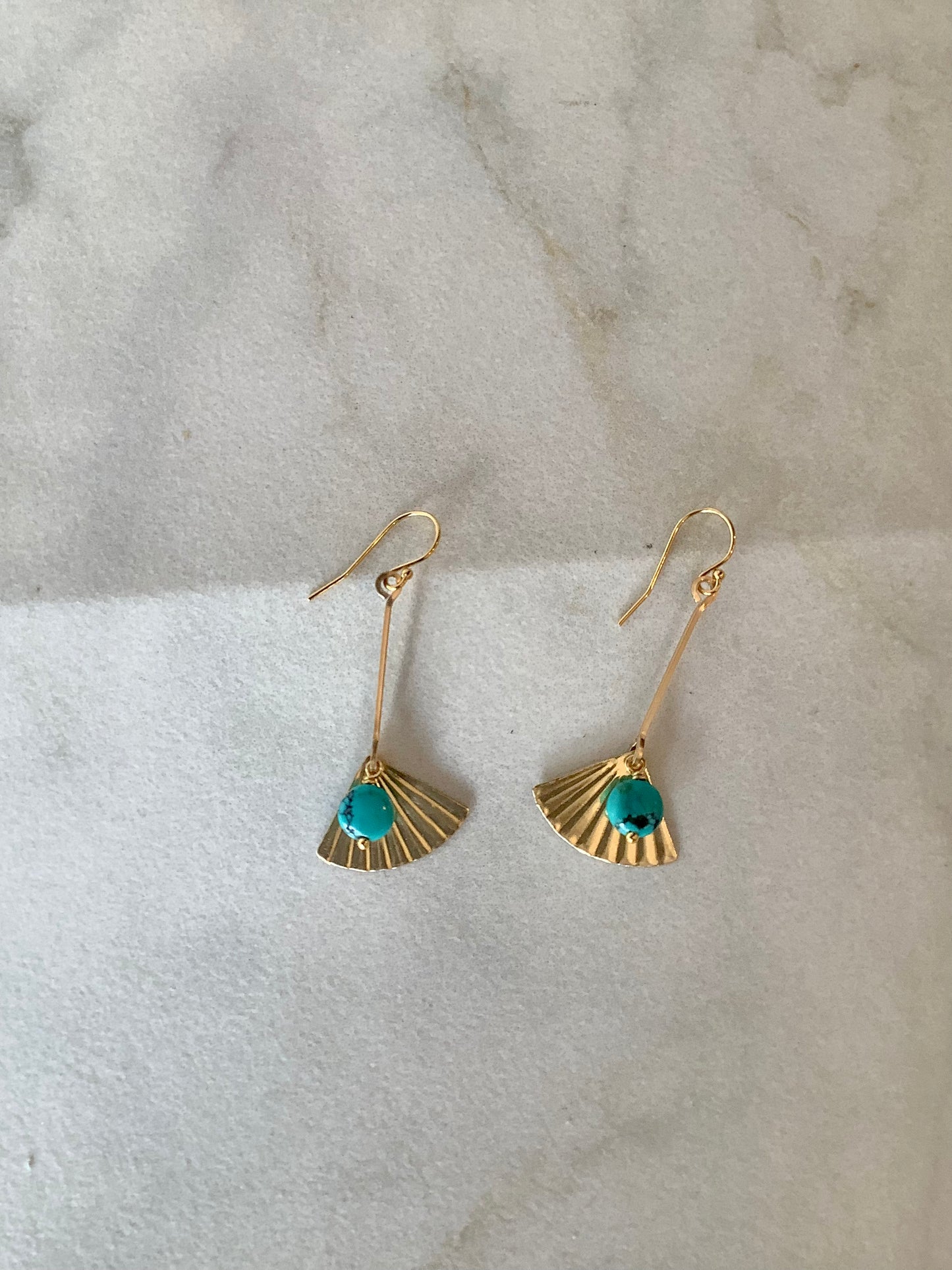 Fan Charm Bar Drop Earrings