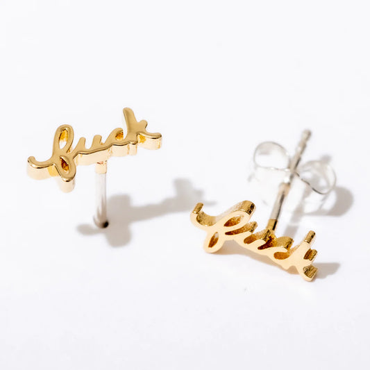 Fuck Stud Earrings Gold