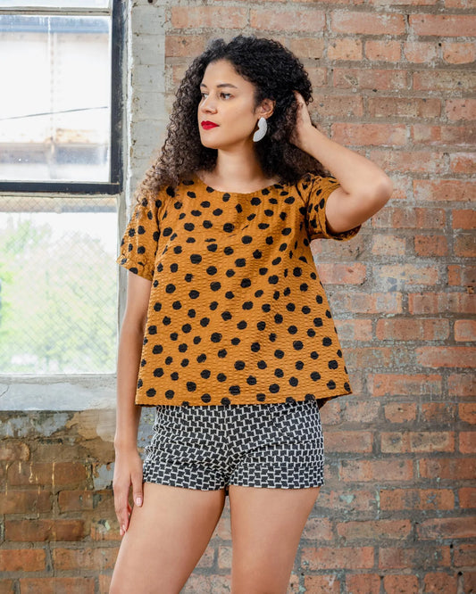 Squasht Short Shorts in Black & White Checkerish