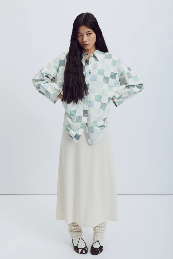Eve Gravel Celeste Shirt in Chess Line