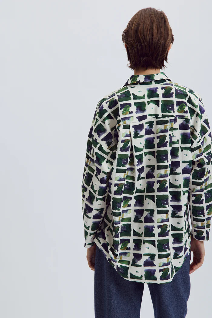 Eve Gravel Celeste Shirt in Chess Line