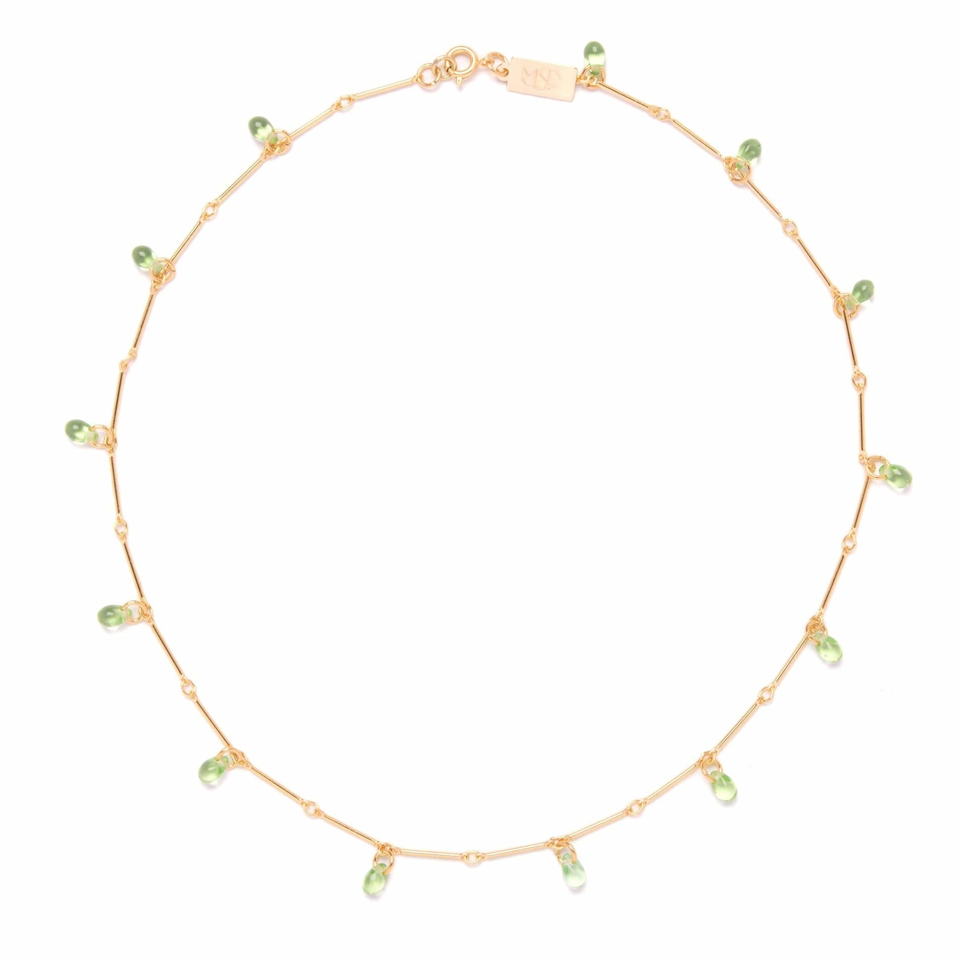 Teardrop Fringe Necklace in Peridot Glass