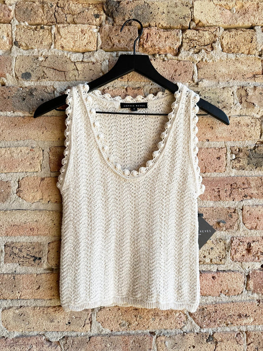 Knit Scallop Top in Oat
