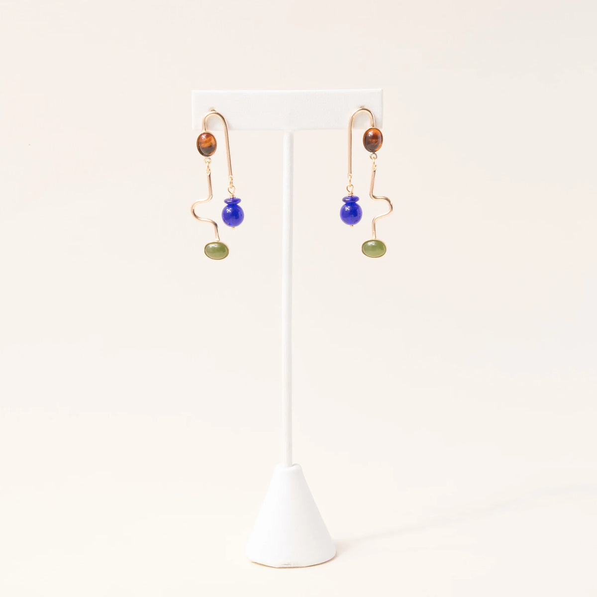 Tortoise, Cobalt, and Jade Rhythm Earrings