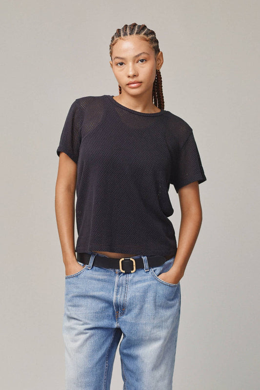 Carmen Mesh Tee in Black