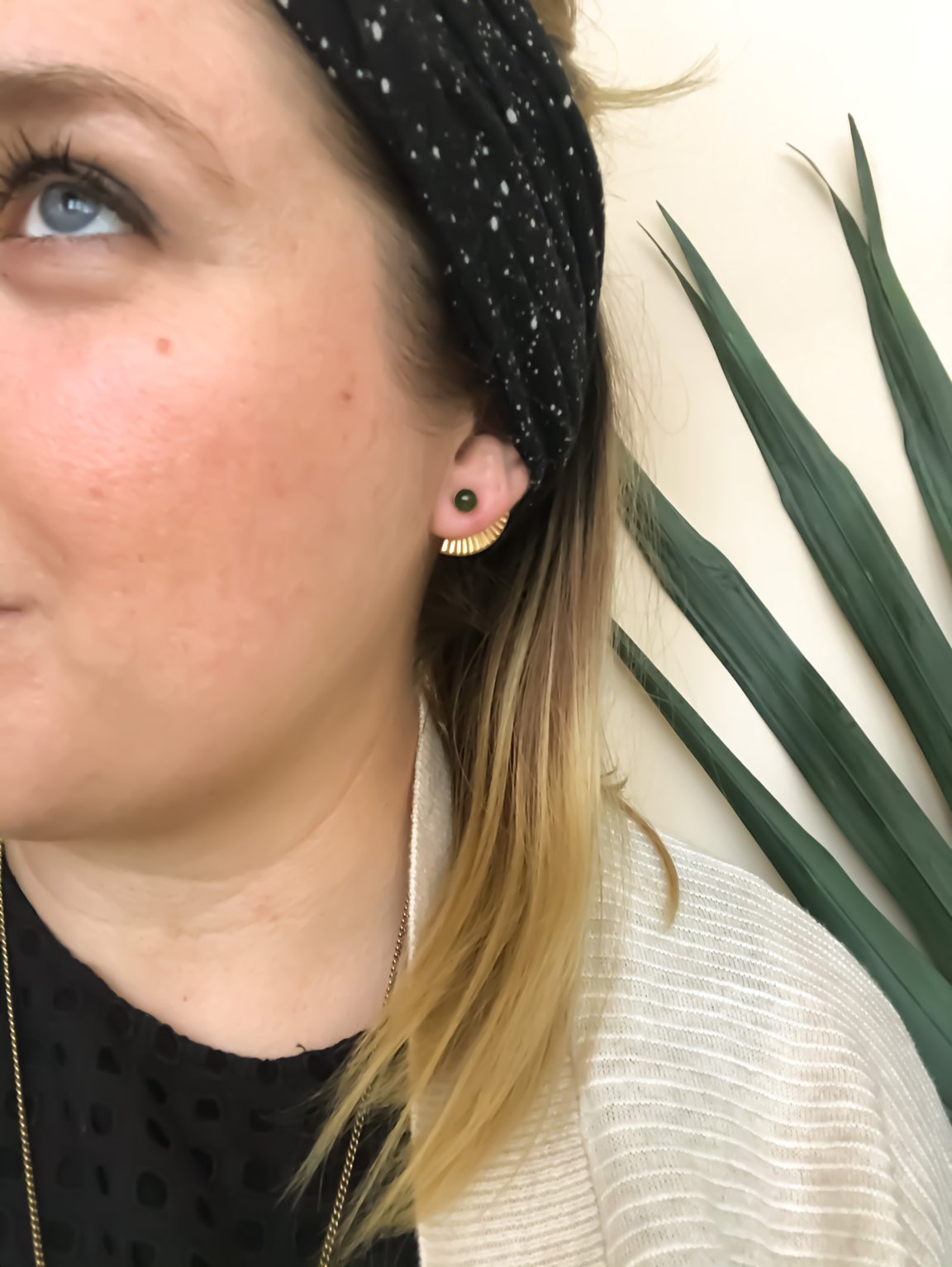 Onyx Mini Pleat Jacket Earrings