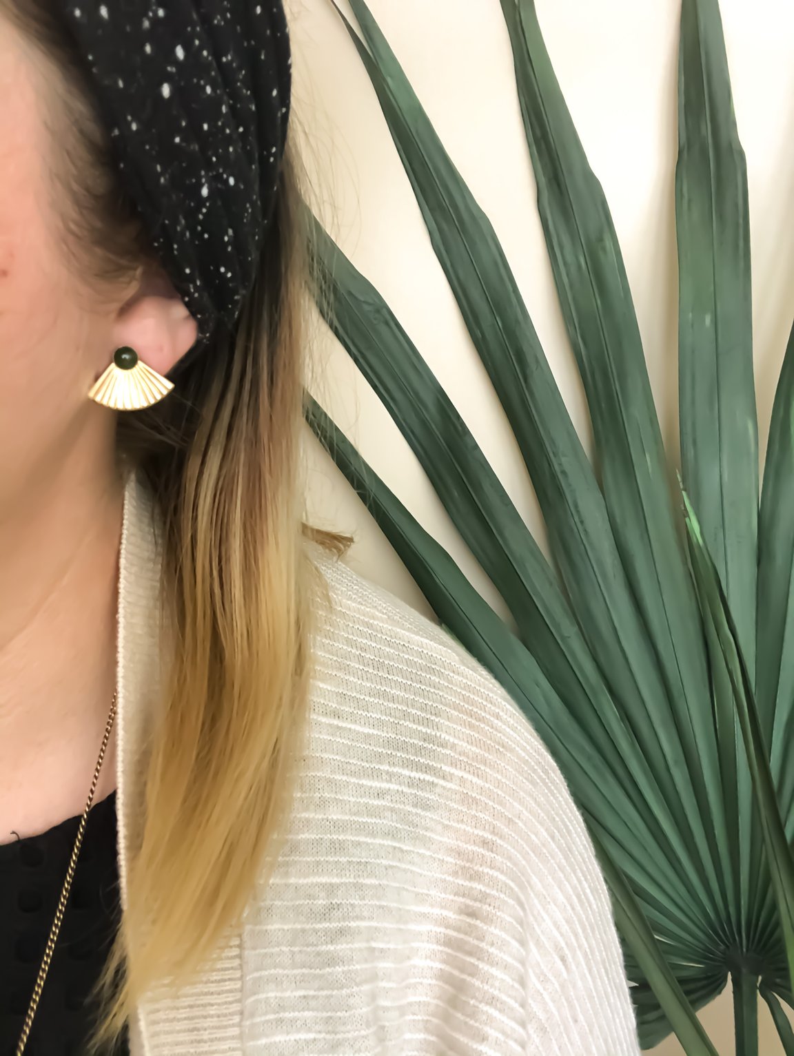 Onyx Mini Pleat Jacket Earrings