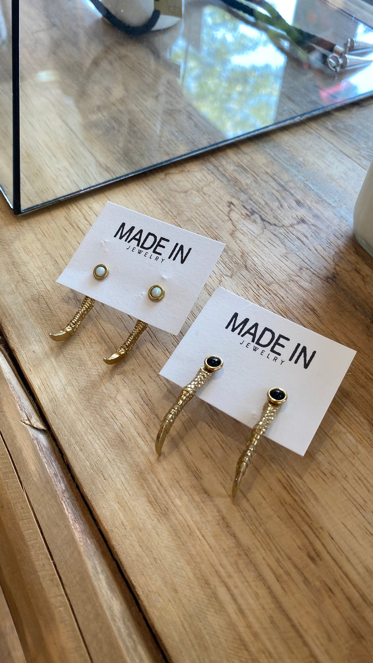 Brass Iguana Claw Earrings