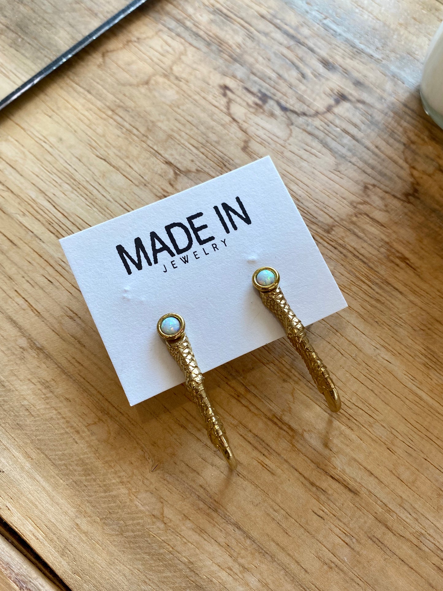 Brass Iguana Claw Earrings