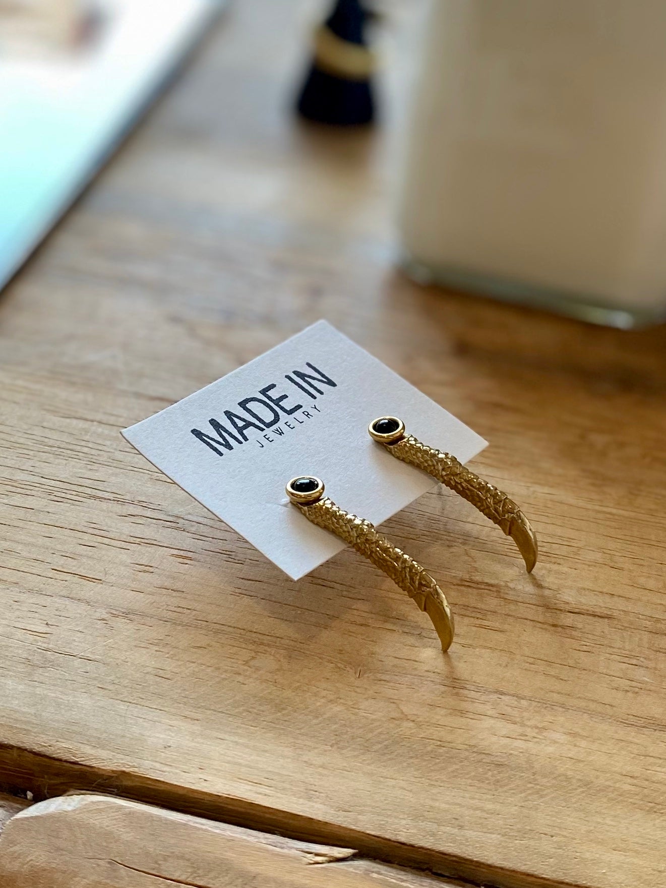 Brass Iguana Claw Earrings