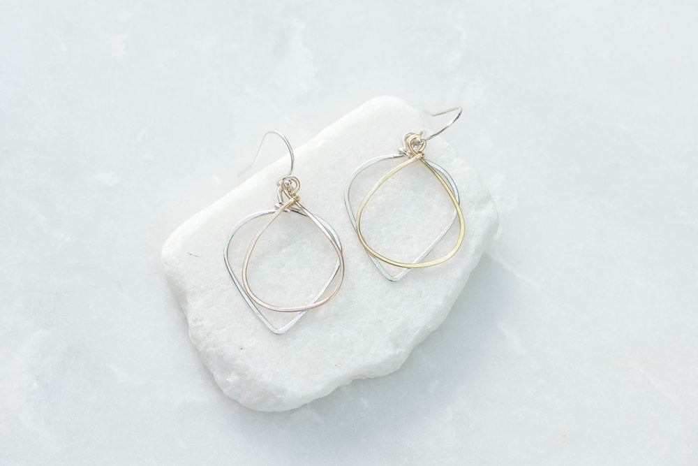 Small Two Tone Flip Hoop Earrings