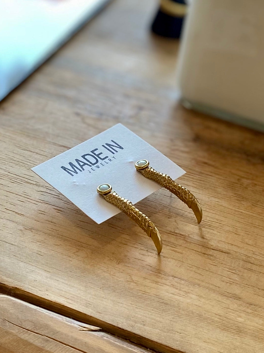 Brass Iguana Claw Earrings