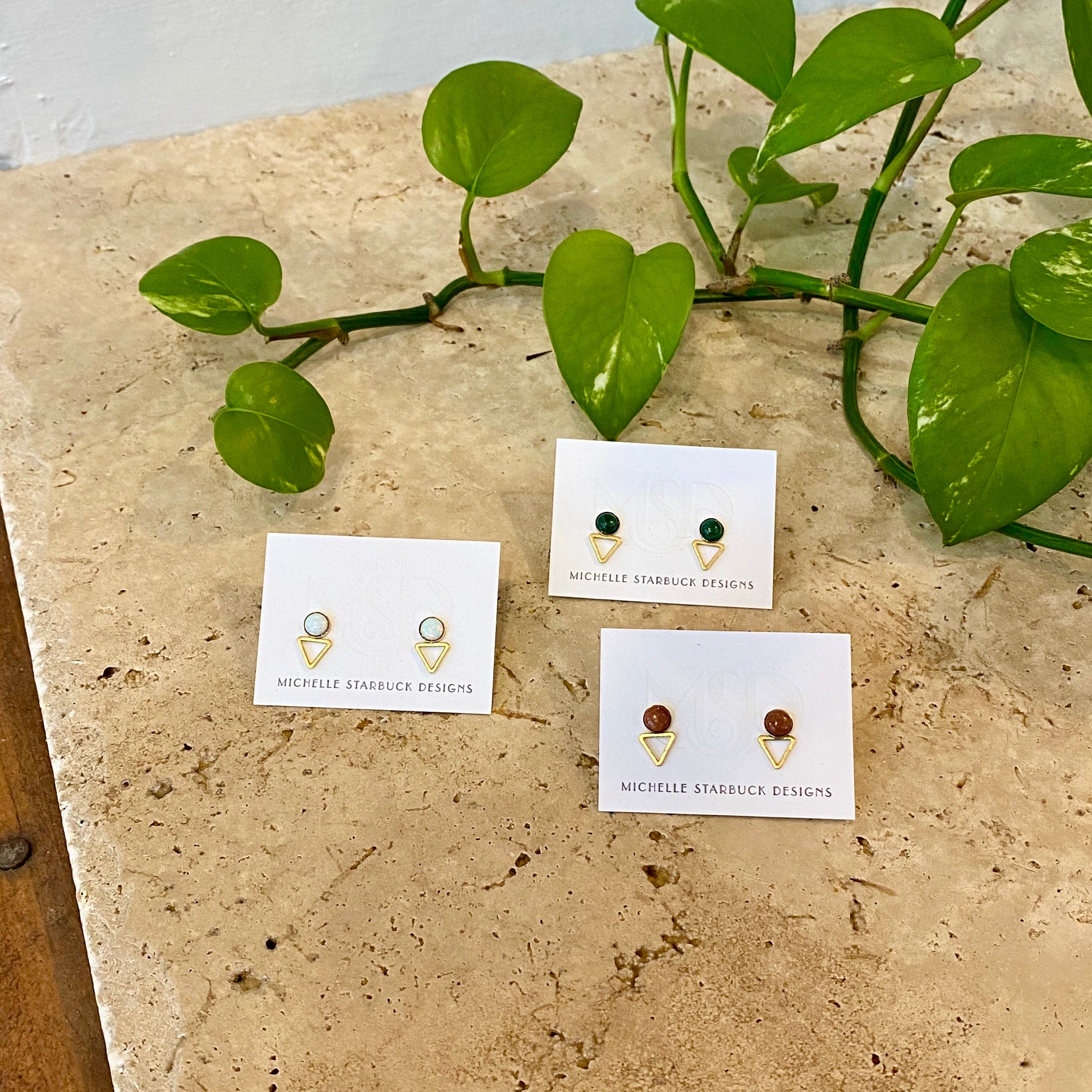 Tiny Elder Malachite Studs