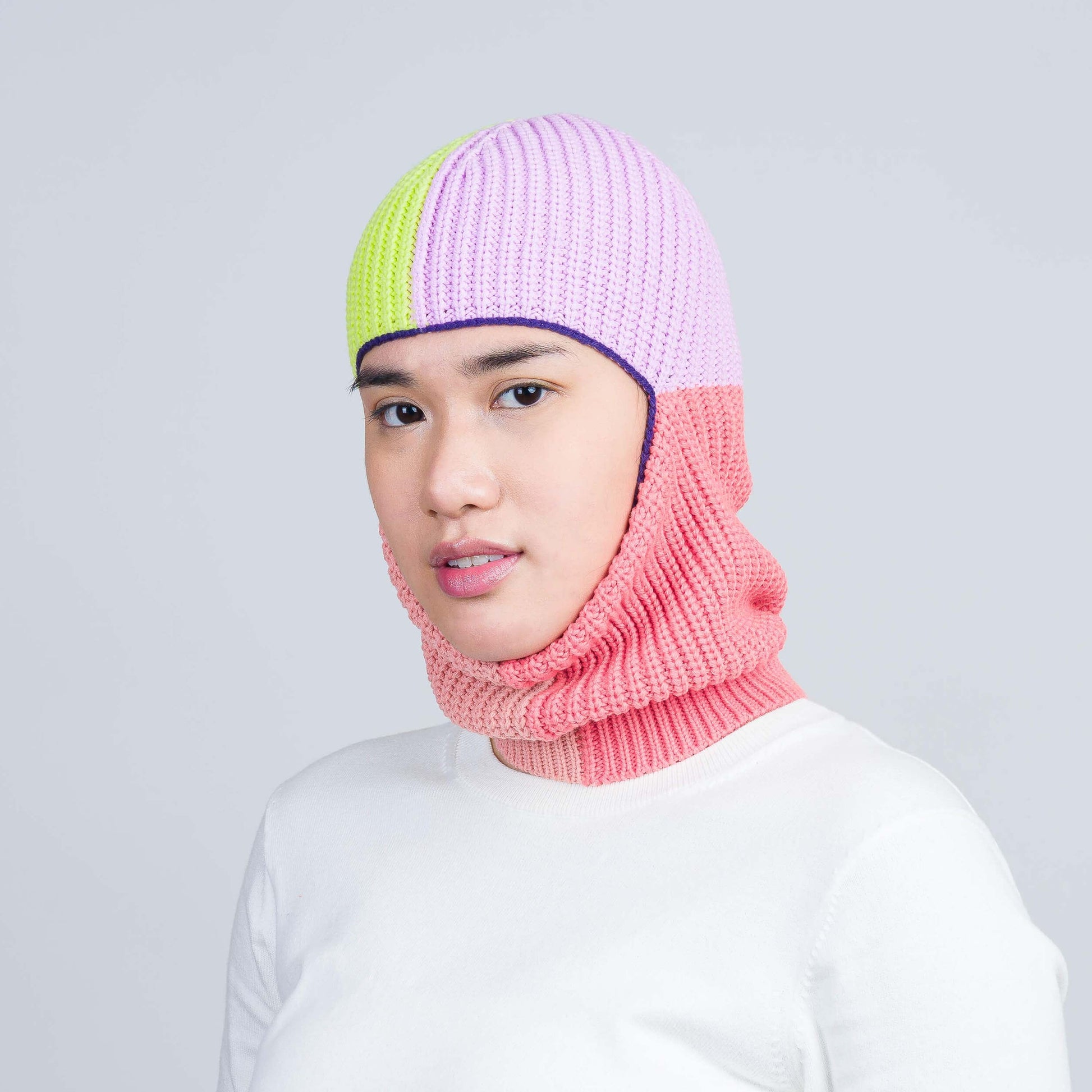 Quattro Knit Balaclava - Lime Coral