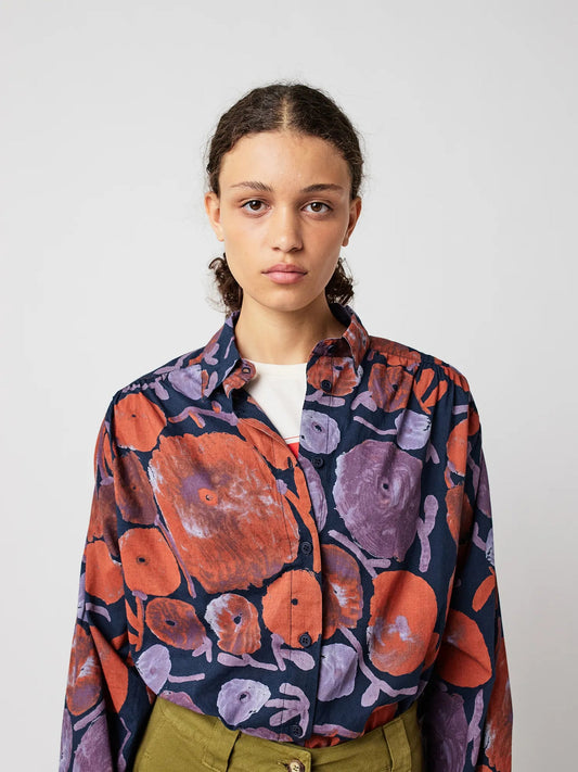 Dahlia Patterned Gathered Shirt