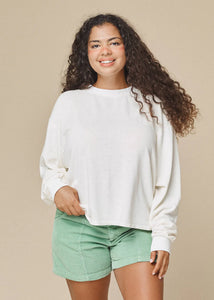 Cropped Long Sleeve Hemp Tee - Pistachio