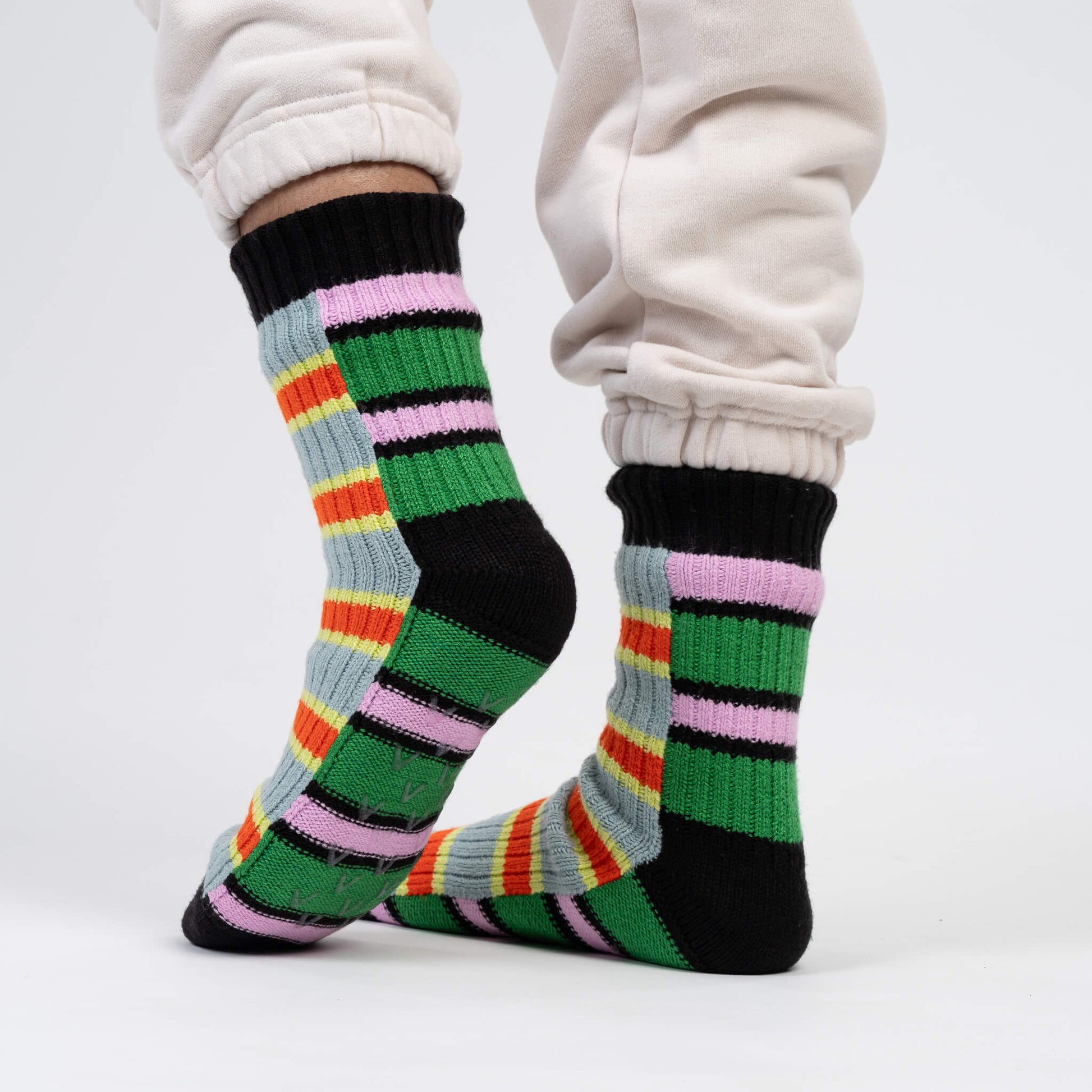 Zipper Stripe House Socks - Poppy Stone Blue