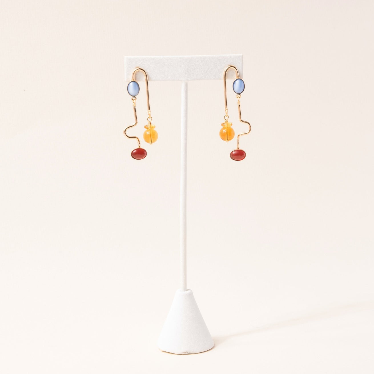 Blue Moonstone, Carnelian, and Topaz Rhythm Earrings