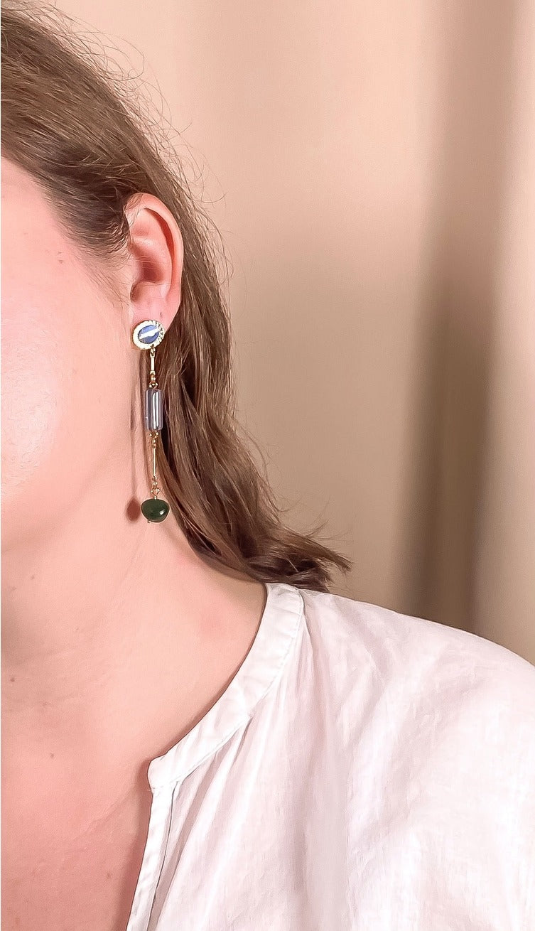 Jade Mismatched Composition Earrings