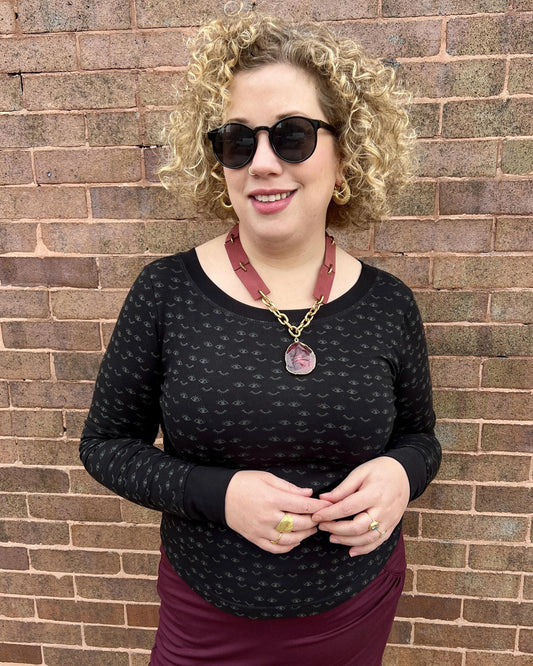 Long Sleeve Croppish Tee in Eyelash Print