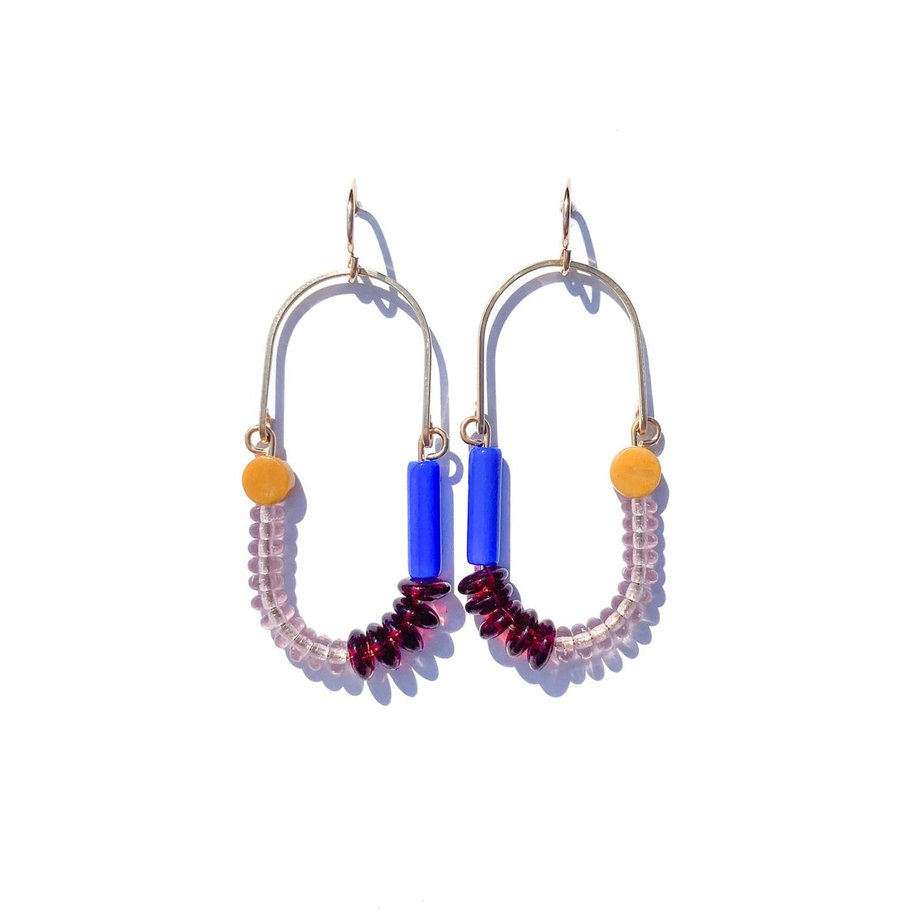 Balance Earrings - Yellow Jasper, Periwinkle, Oxblood