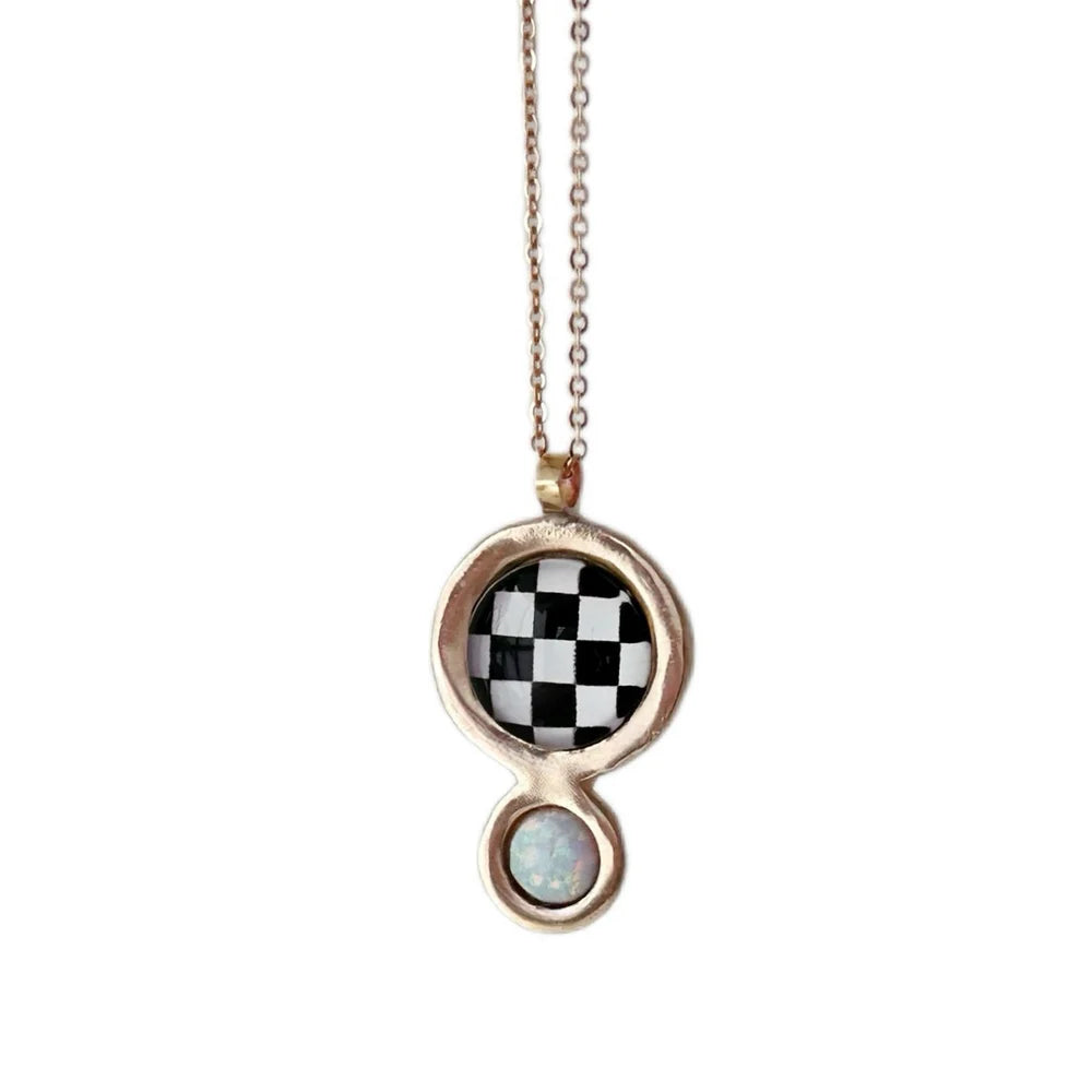 Checkerboard Orbit Necklace