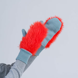 Faux Fur Mittens in Poppy Stone Blue