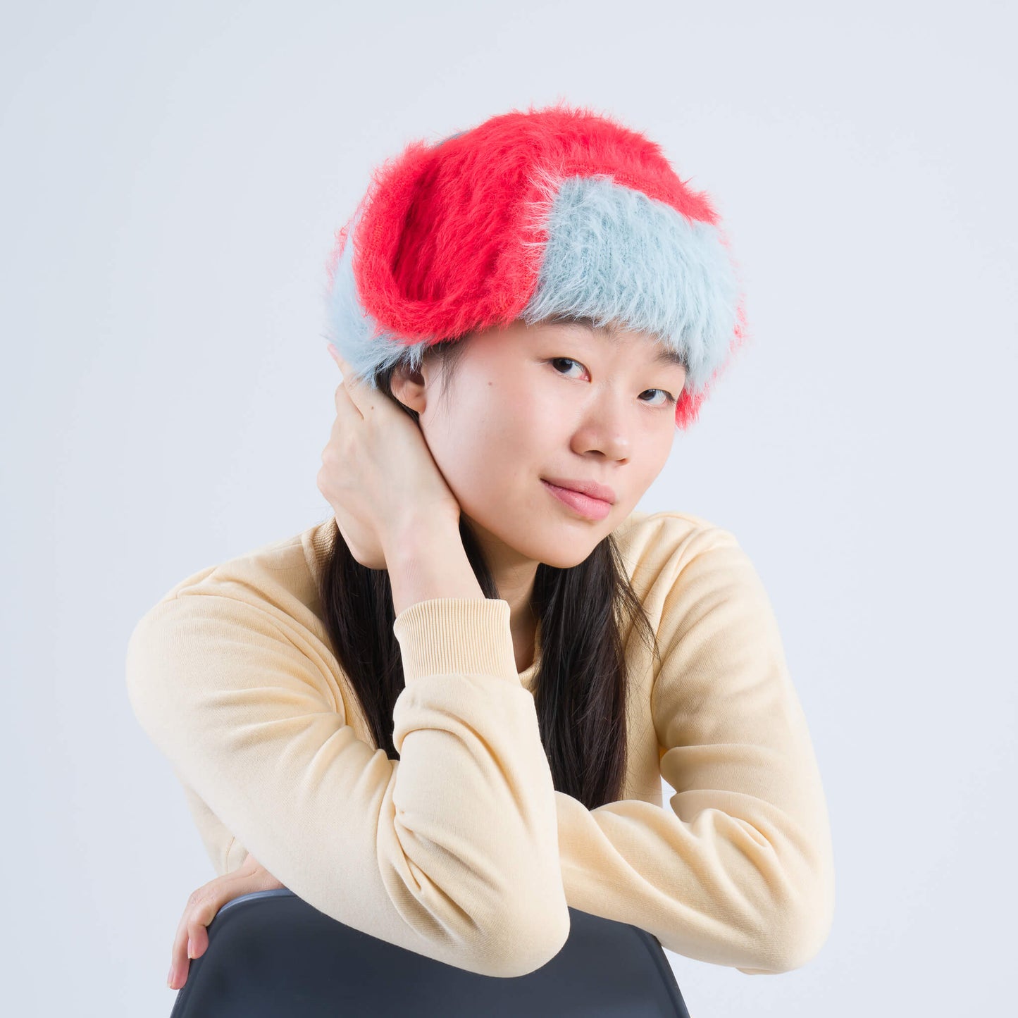 Faux Fur Trapper Hat in Poppy Stone Blue