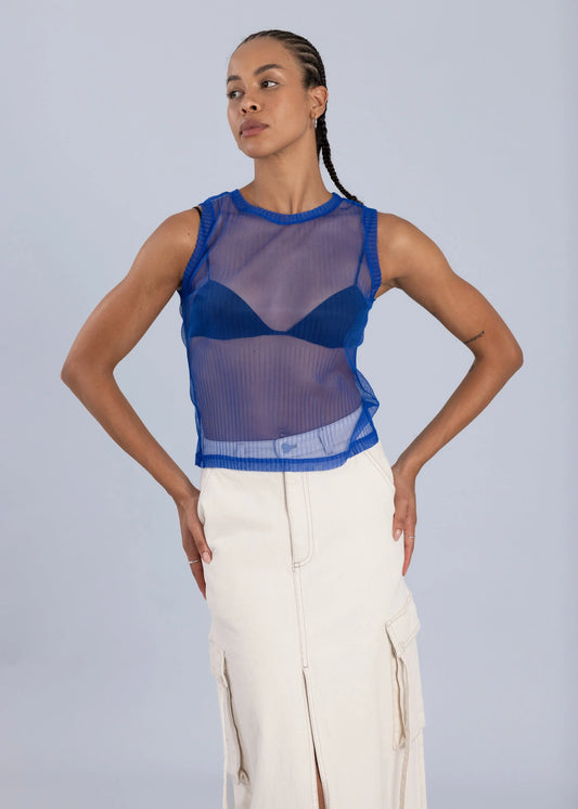Mesh Pleated Tank Top