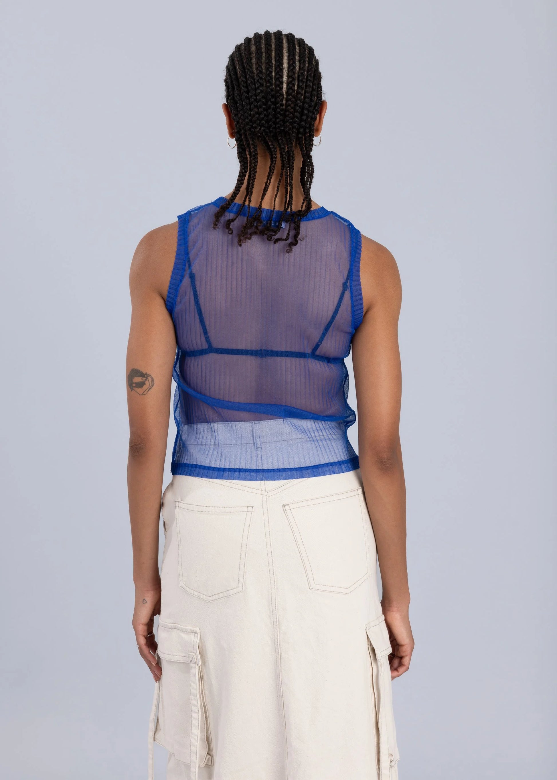 Mesh Pleated Tank Top