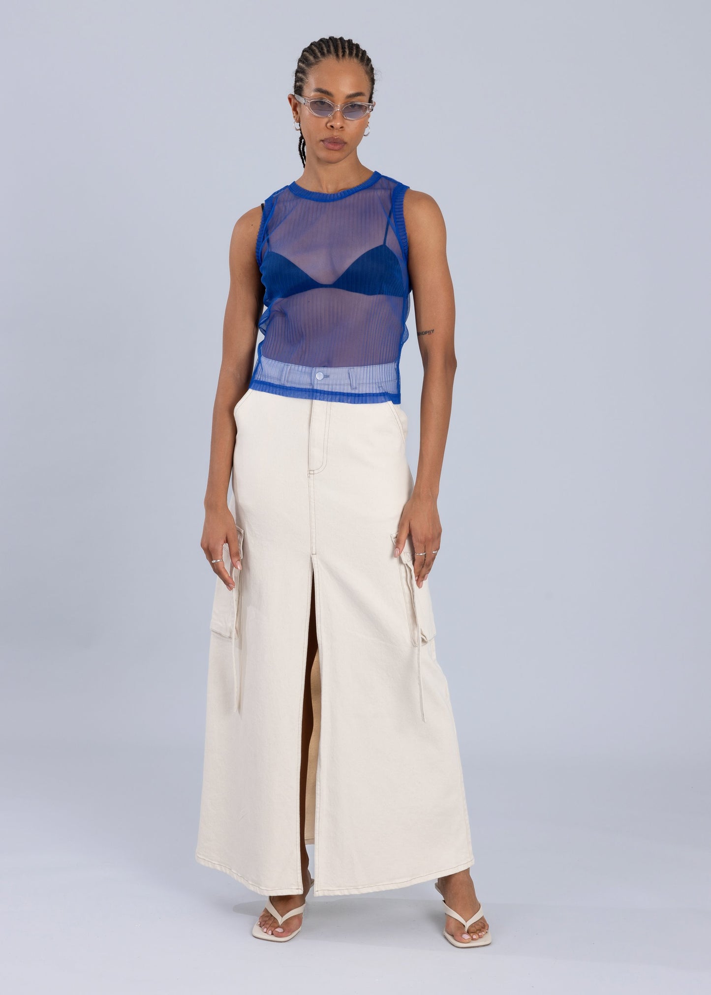 Mesh Pleated Tank Top