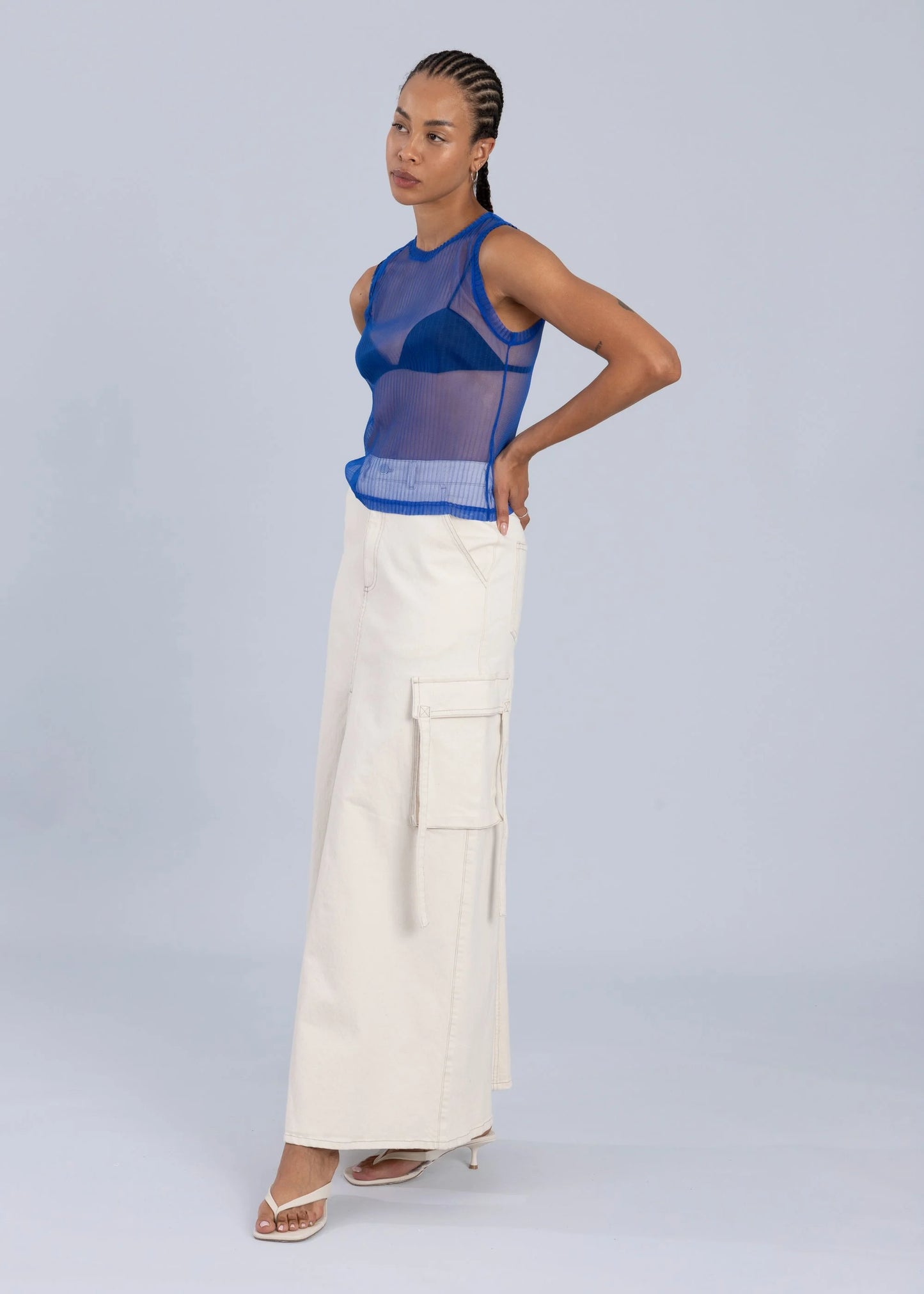 Mesh Pleated Tank Top