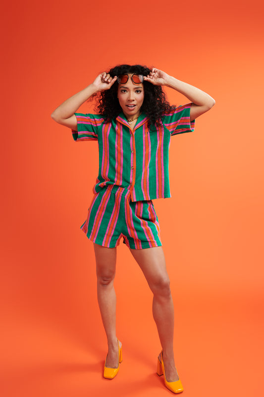 Striped Terry Shorts